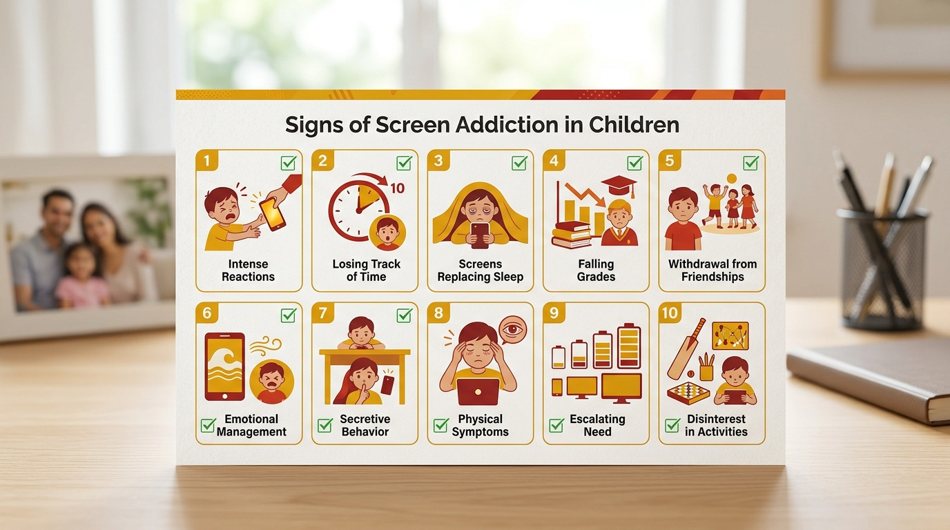 printable checklist of signs of screen addiction in children for home use